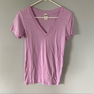 Victoria's Secret PINK vneck short sleeve light purple shirt Small